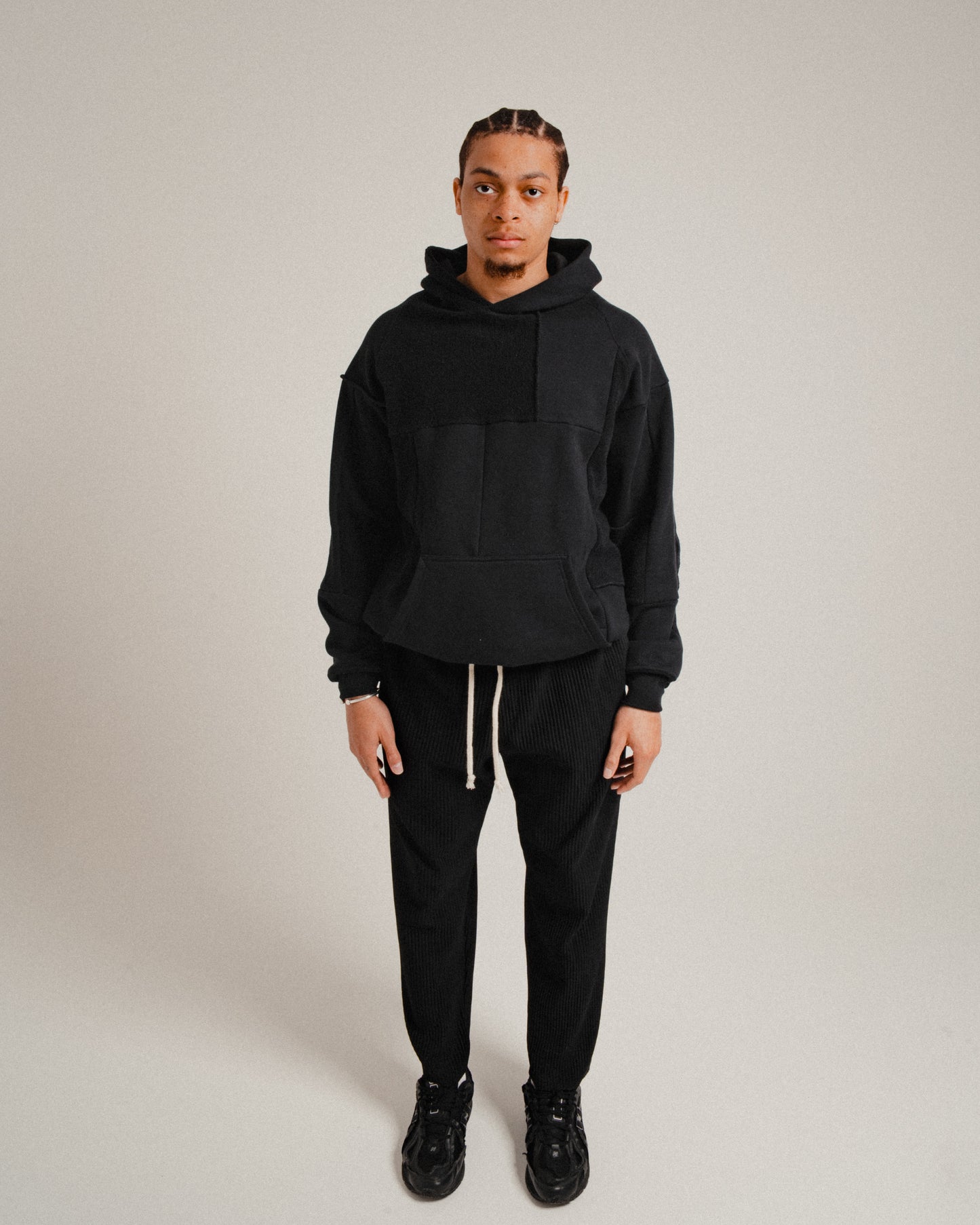 Patchwork Hoodie Black
