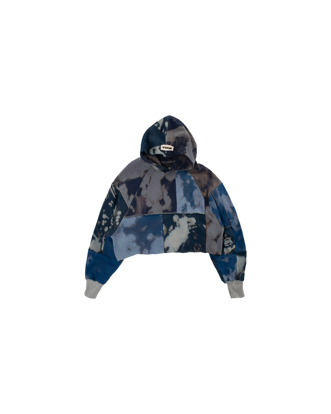 Cropped Patchwork Hoodie Blue/Grey/Multi