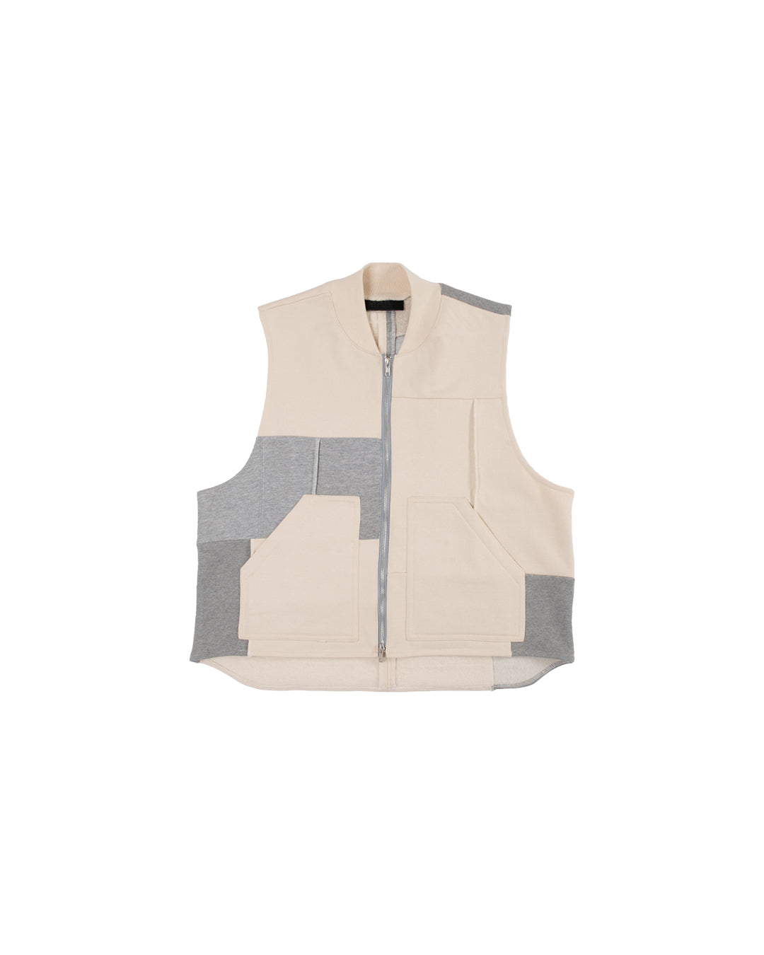 Patchwork Gilet Vest Cream/Grey