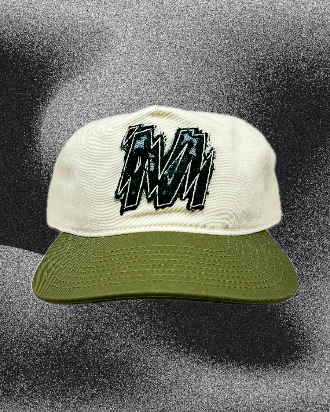 Two-tone ‘Shatter M’ patchwork cap