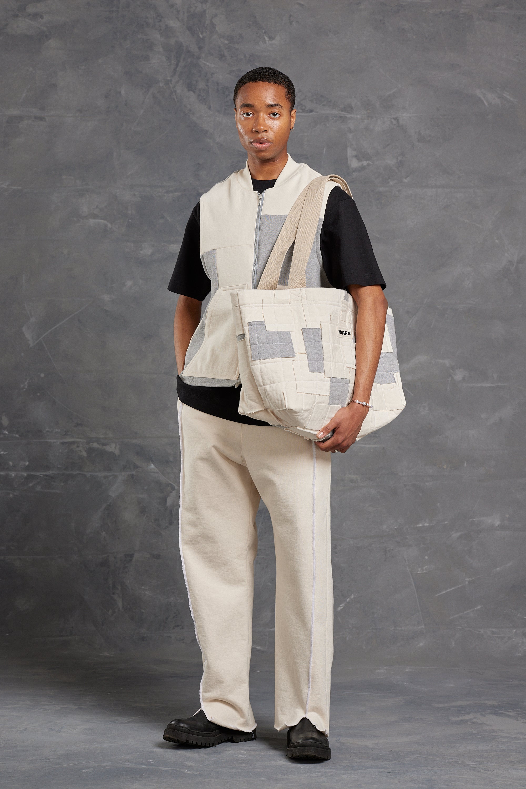 Patchwork Shopper Cream/Grey