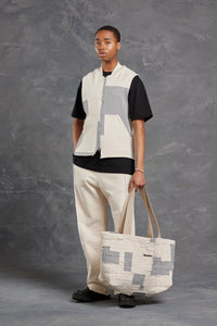 Patchwork Gilet Vest Cream/Grey